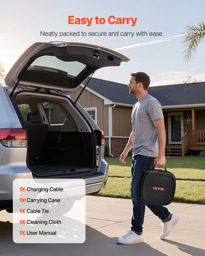 EV Charger Extension Cable, 16Amp 7 m Max 11 kW Extension Cord Compatible with All Type 2 Electric Vehicle Chargers, 3-Phase AC 480V 50Hz IP65 Heavy Duty Car Charging Cable with Carrying Bag