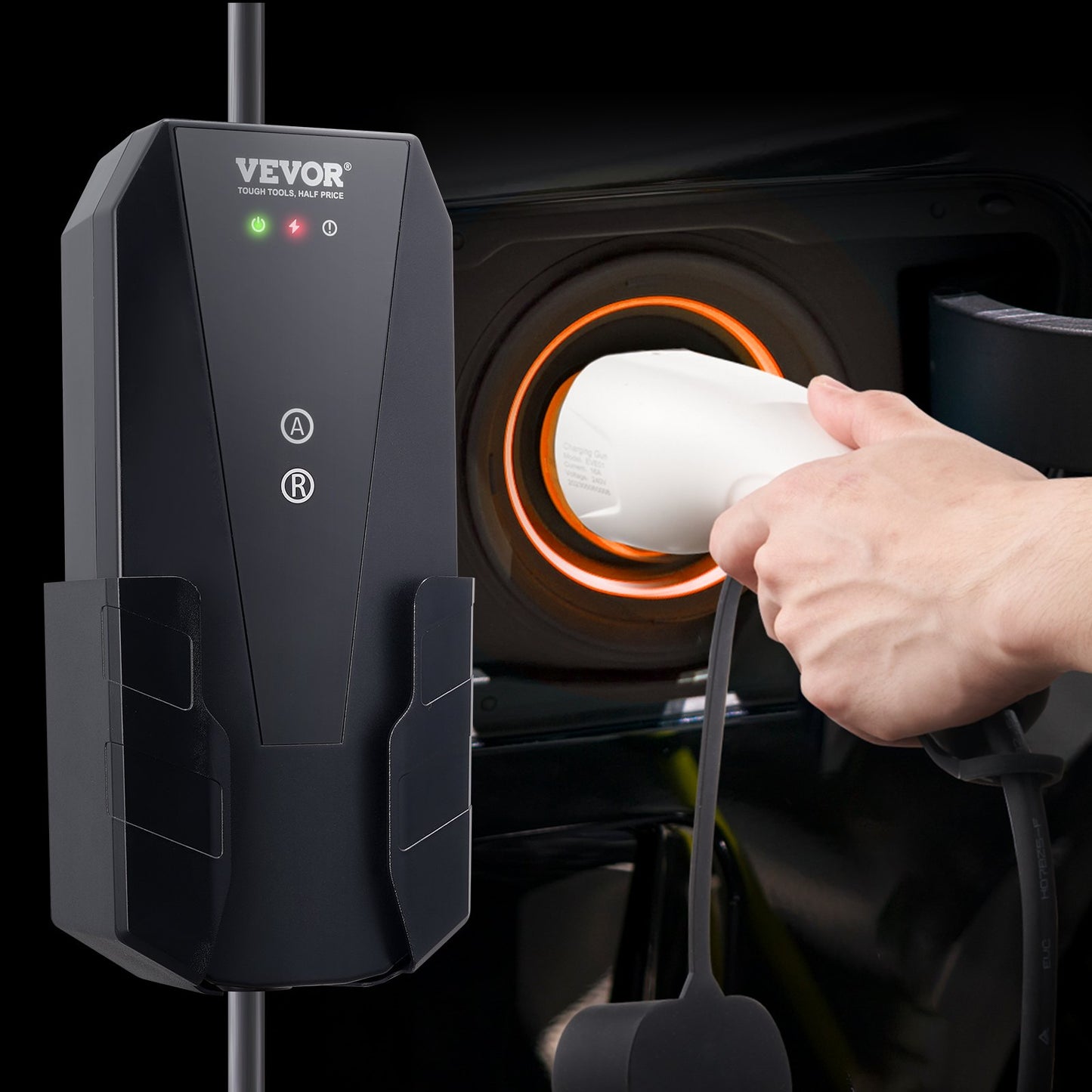 Bärbar elbilsladdare typ 2, 16A 3,7 kW, elbilsladdare med 8,6 m laddningskabel CEE 7/7-kontakt, IEC 62196 laddstation för elbilar med förvaringsväska och laddningskabelkrok, IP66