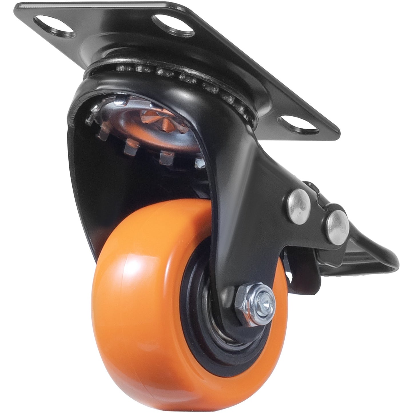 Caster Wheels, 5.1 cm Swivel Plate Casters, Set of 4, with Security Dual Locking No Noise PVC Wheels, Heavy Duty 68 kg Load Capacity Per Caster, Non-Marking Wheels for Cart Furniture Workbench