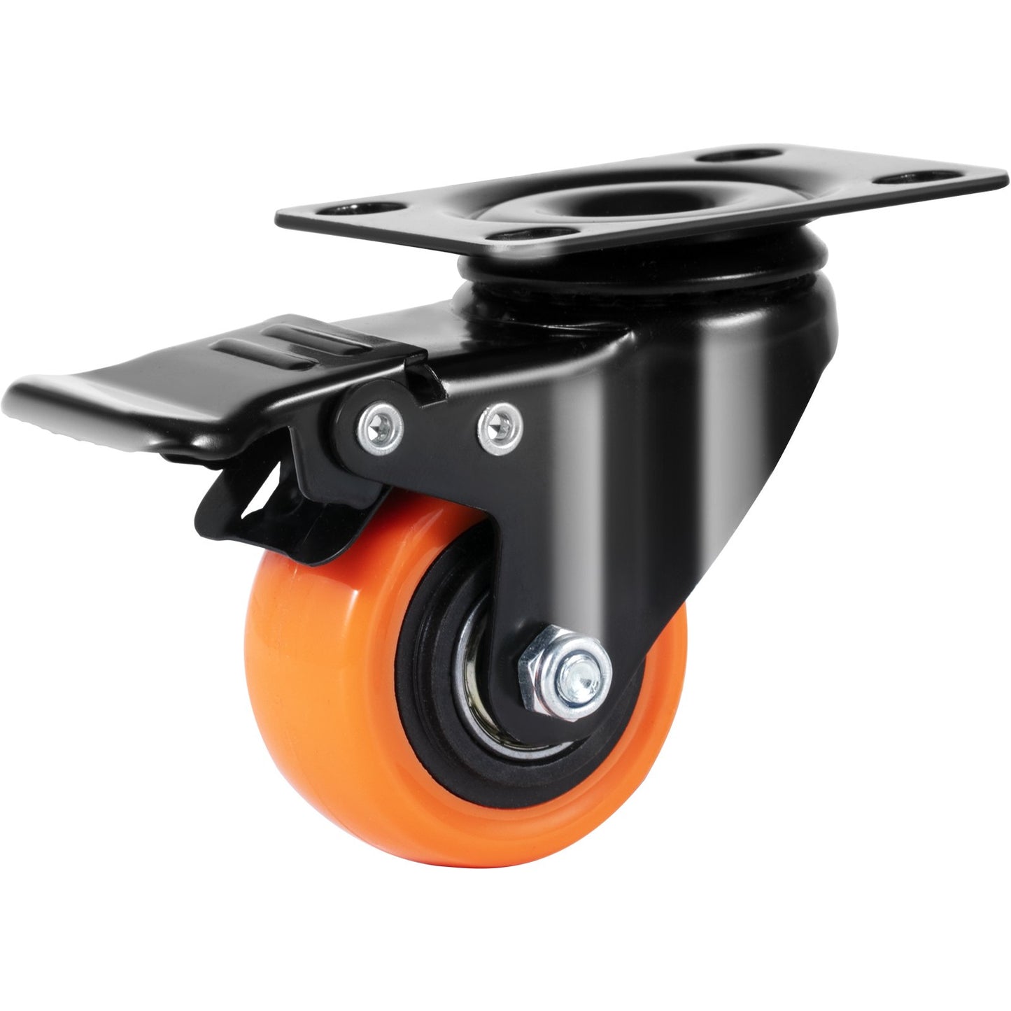 Caster Wheels, 5.1 cm Swivel Plate Casters, Set of 4, with Security Dual Locking No Noise PVC Wheels, Heavy Duty 68 kg Load Capacity Per Caster, Non-Marking Wheels for Cart Furniture Workbench