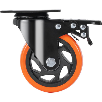 Caster Wheels, 10.1 cm Swivel Plate Casters, Set of 4, with Security A/B Locking No Noise PVC Wheels, Heavy Duty 158.8 kg Load Capacity Per Caster, Non-Marking Wheels for Cart Furniture Workbench