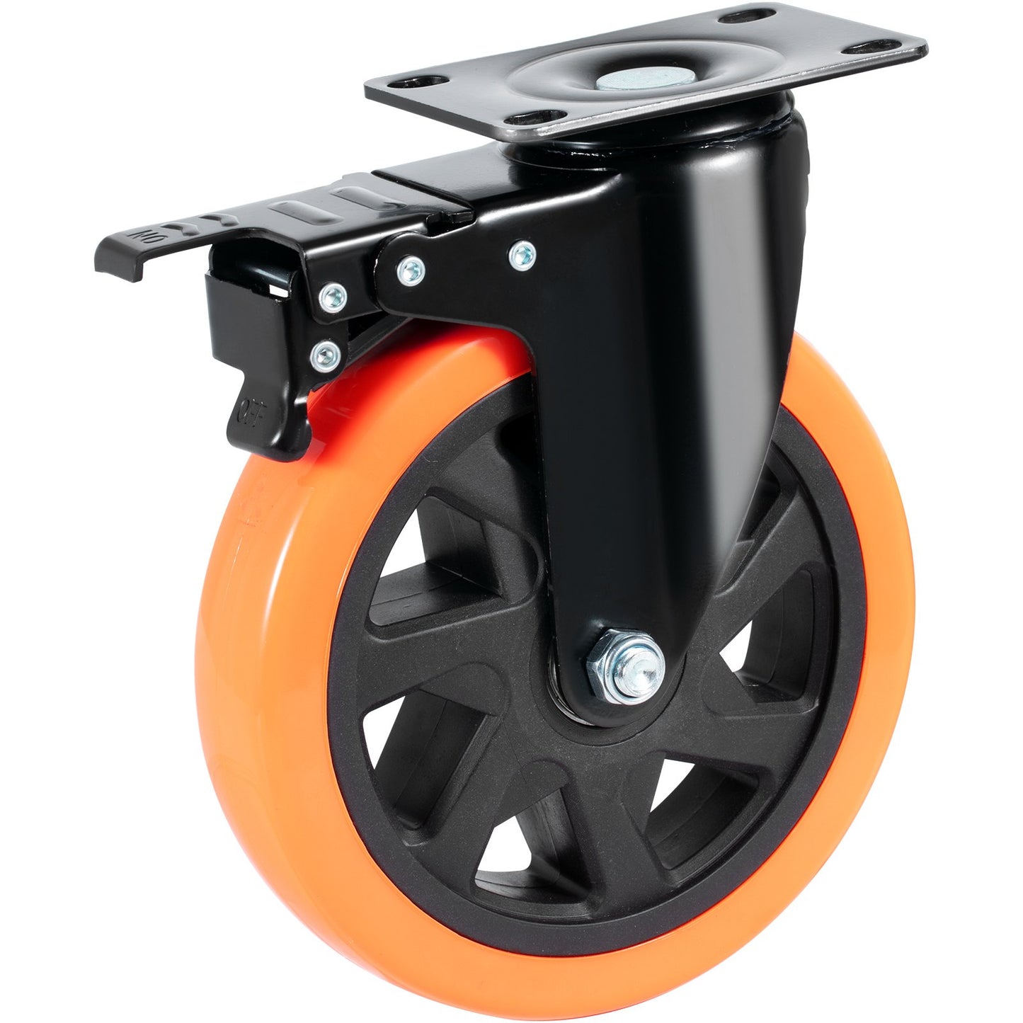 Caster Wheels, 15.2 cm Swivel Plate Casters, Set of 4, with Security A/B Locking No Noise PVC Wheels, Heavy Duty 317.5 kg Load Capacity Per Caster, Non-Marking Wheels for Cart Furniture Workbench