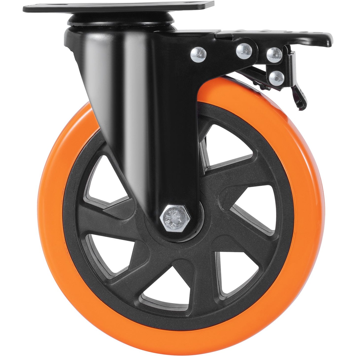 Caster Wheels, 15.2 cm Swivel Plate Casters, Set of 4, with Security A/B Locking No Noise PVC Wheels, Heavy Duty 317.5 kg Load Capacity Per Caster, Non-Marking Wheels for Cart Furniture Workbench