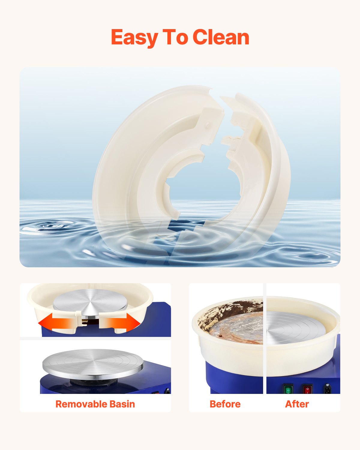 Drejskiva, 35 cm maskin för formning av keramikhjul, justerbar fotpedal med 60-300 varv/min, justerbart lyftben, avtagbart fat, komplett verktygssats för konsthantverk, gör-det-själv, blå