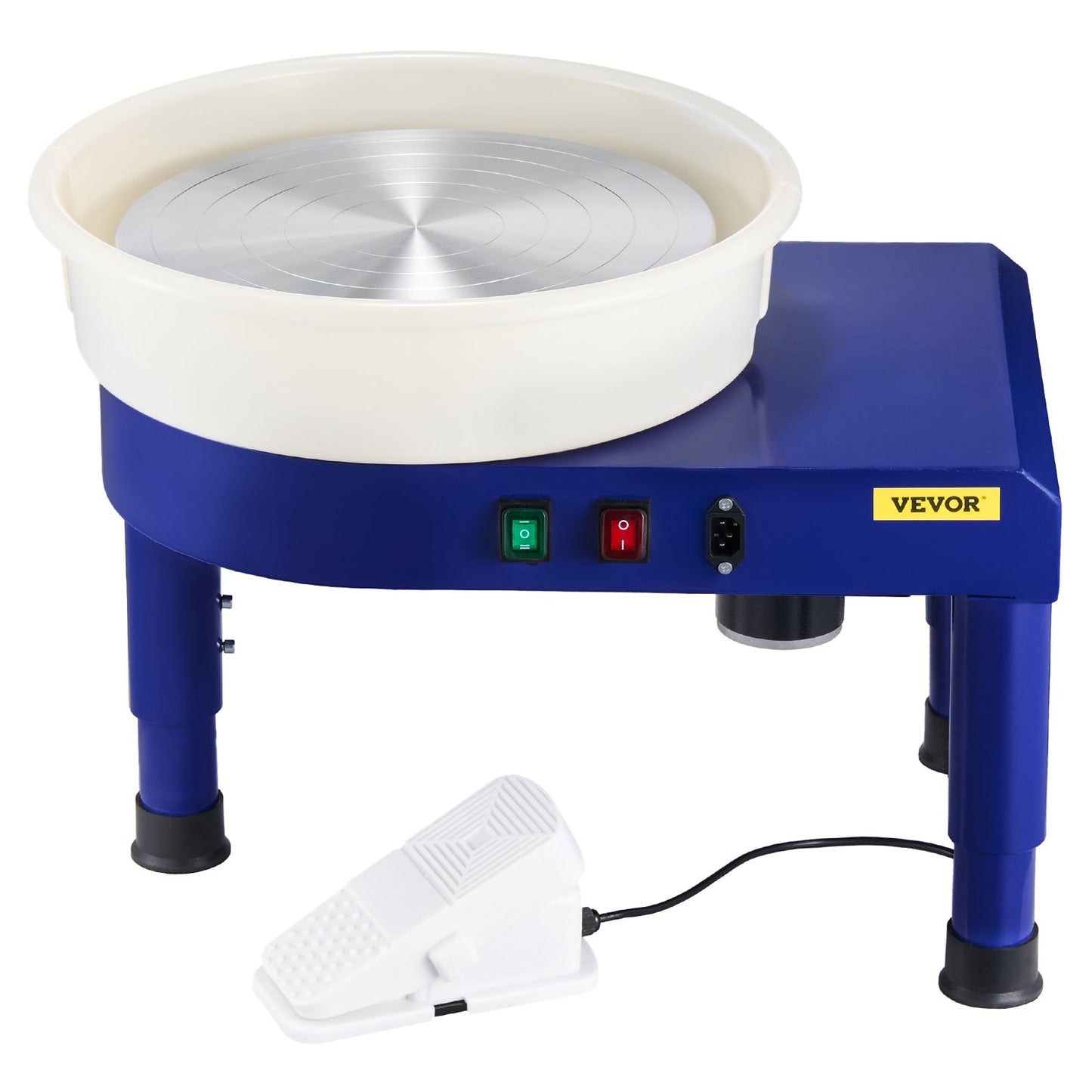 Drejskiva, 35 cm maskin för formning av keramikhjul, justerbar fotpedal med 60-300 varv/min, justerbart lyftben, avtagbart fat, komplett verktygssats för konsthantverk, gör-det-själv, blå