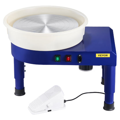 Drejskiva, 35 cm maskin för formning av keramikhjul, justerbar fotpedal med 60-300 varv/min, justerbart lyftben, avtagbart fat, komplett verktygssats för konsthantverk, gör-det-själv, blå