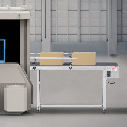 Belt Conveyor, 59 x 7.8 inch Conveyor Table, Heavy Duty Stainless Steel Motorized Belt Conveyor for Inkjet Coding Applications Powered PVC Belt Anti-Static Adjustable Speed (Double Guardrail)