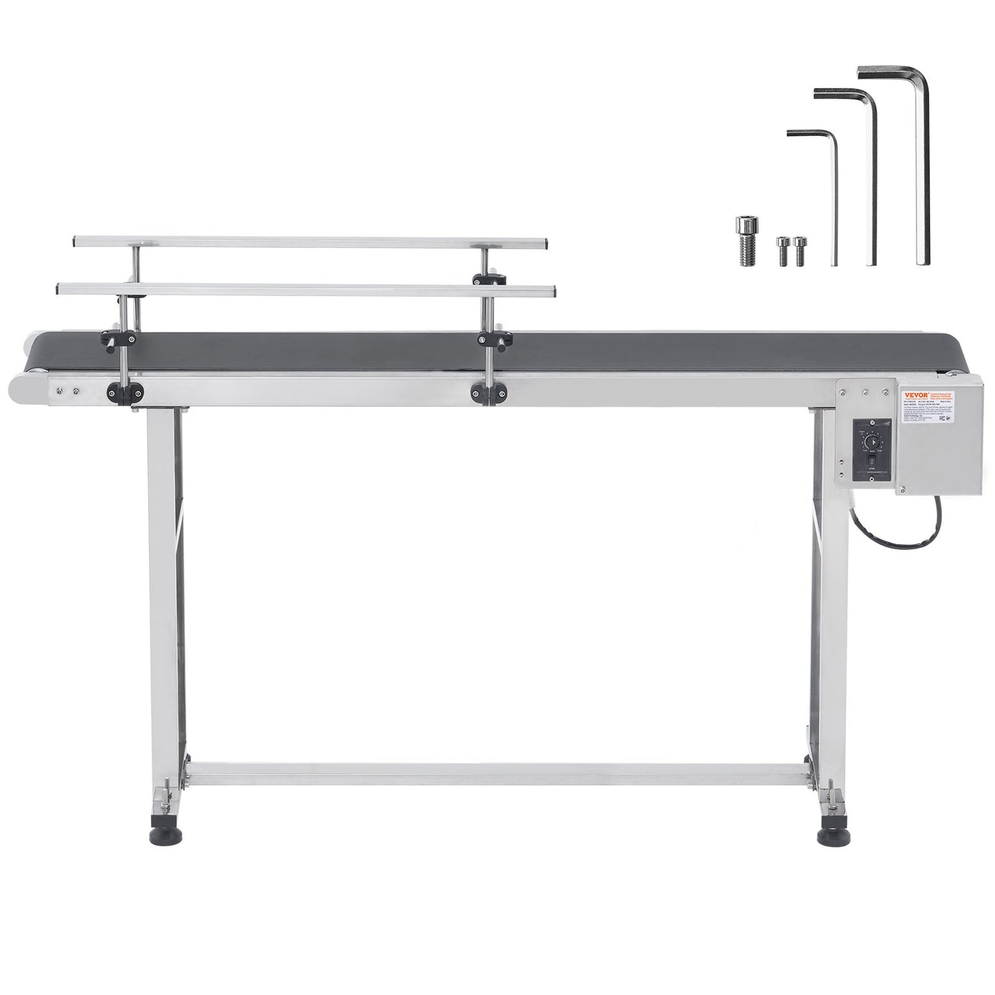 Belt Conveyor, 59 x 7.8 inch Conveyor Table, Heavy Duty Stainless Steel Motorized Belt Conveyor for Inkjet Coding Applications Powered PVC Belt Anti-Static Adjustable Speed (Double Guardrail)