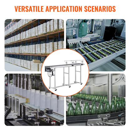 Belt Conveyor, 71 x 7.8 inch Conveyor Table, Heavy Duty Stainless Steel Motorized Belt Conveyor for Inkjet Coding Applications Powered PVC Belt Anti-Static Adjustable Speed (Double Guardrail)