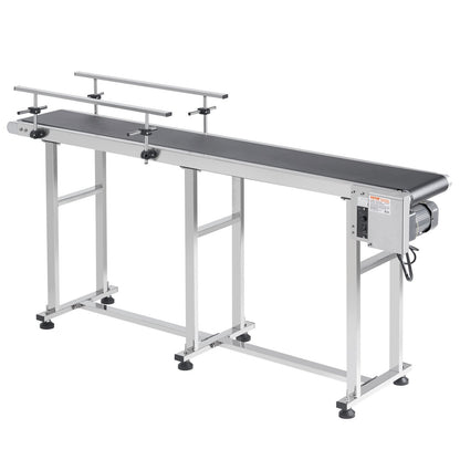 Belt Conveyor, 71 x 7.8 inch Conveyor Table, Heavy Duty Stainless Steel Motorized Belt Conveyor for Inkjet Coding Applications Powered PVC Belt Anti-Static Adjustable Speed (Double Guardrail)
