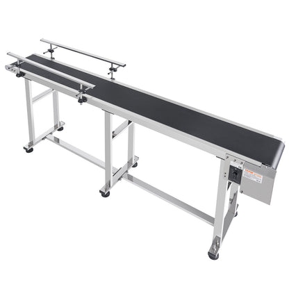 Belt Conveyor, 71 x 7.8 inch Conveyor Table, Heavy Duty Stainless Steel Motorized Belt Conveyor for Inkjet Coding Applications Powered PVC Belt Anti-Static Adjustable Speed (Double Guardrail)