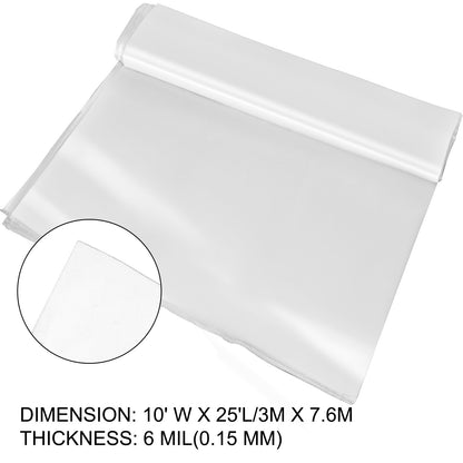 Växthusfilm 304,8 x 762 cm, polyetenfilm för växthus 0,1524 mm tjocklek, genomskinlig plastfilm för växthusplast, UV-resistent, polyetenfilm som håller värmen, överlägsen styrka och seghet