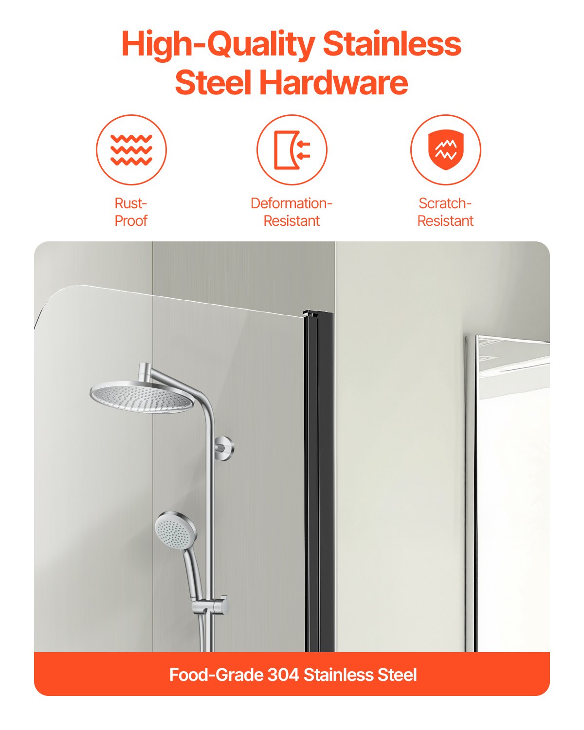 Frameless Bathtub Shower Door, 34 in. W x 55 in. H, Half Shower Door for Bathtub, 180° Rotatable Tempered Glass Door, Half Shower Door with 1/4 in Tempered Glass Bathroom Shower Screen, Black