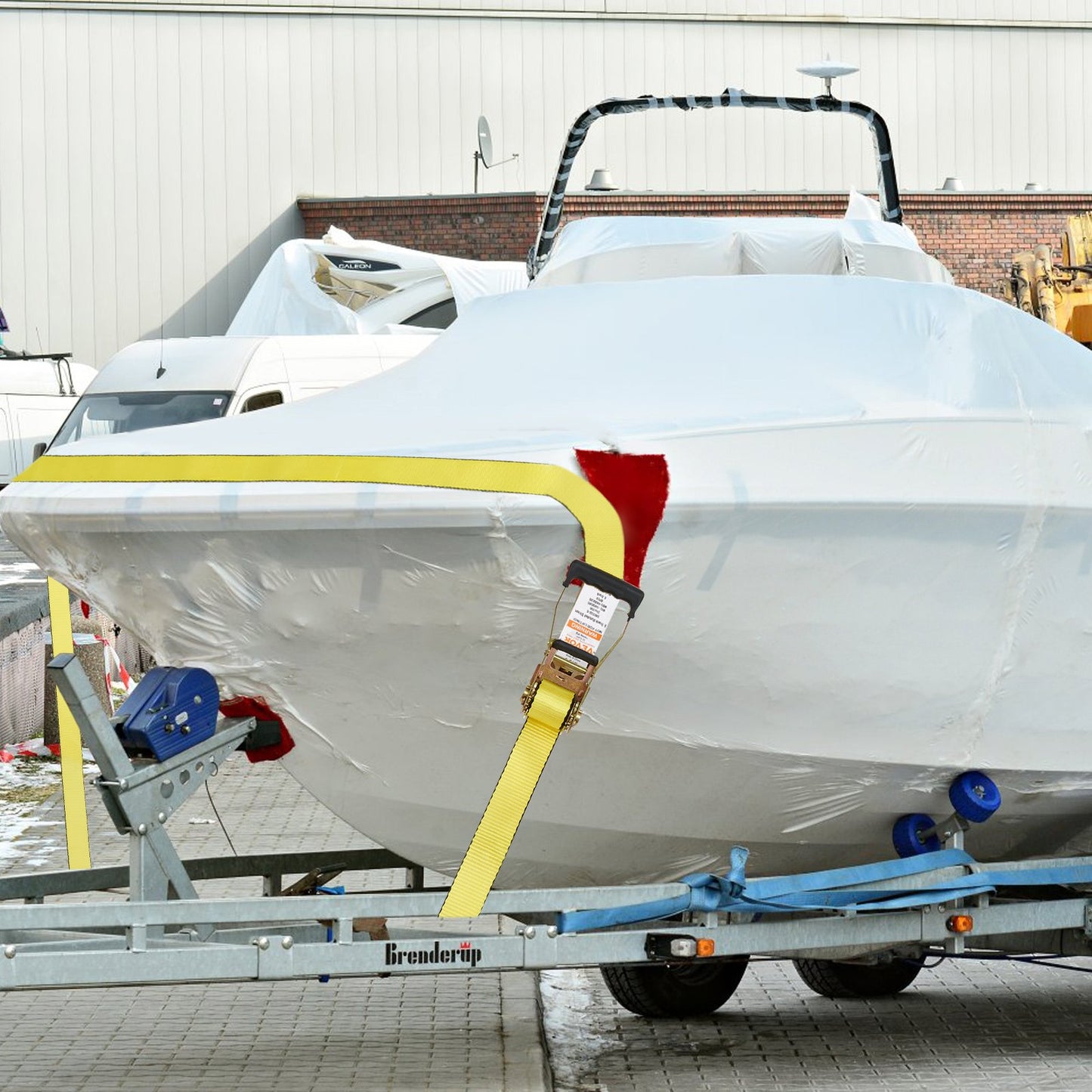 Ratchet Tie Down Straps (10PK), 10000 lb Break Strength, Endless Ratchet with 10 Premium 2" x 30' Tie Downs Heavy Duty, Track Spring Fittings for Moving Securing Cargo, Appliances, Motorcycle