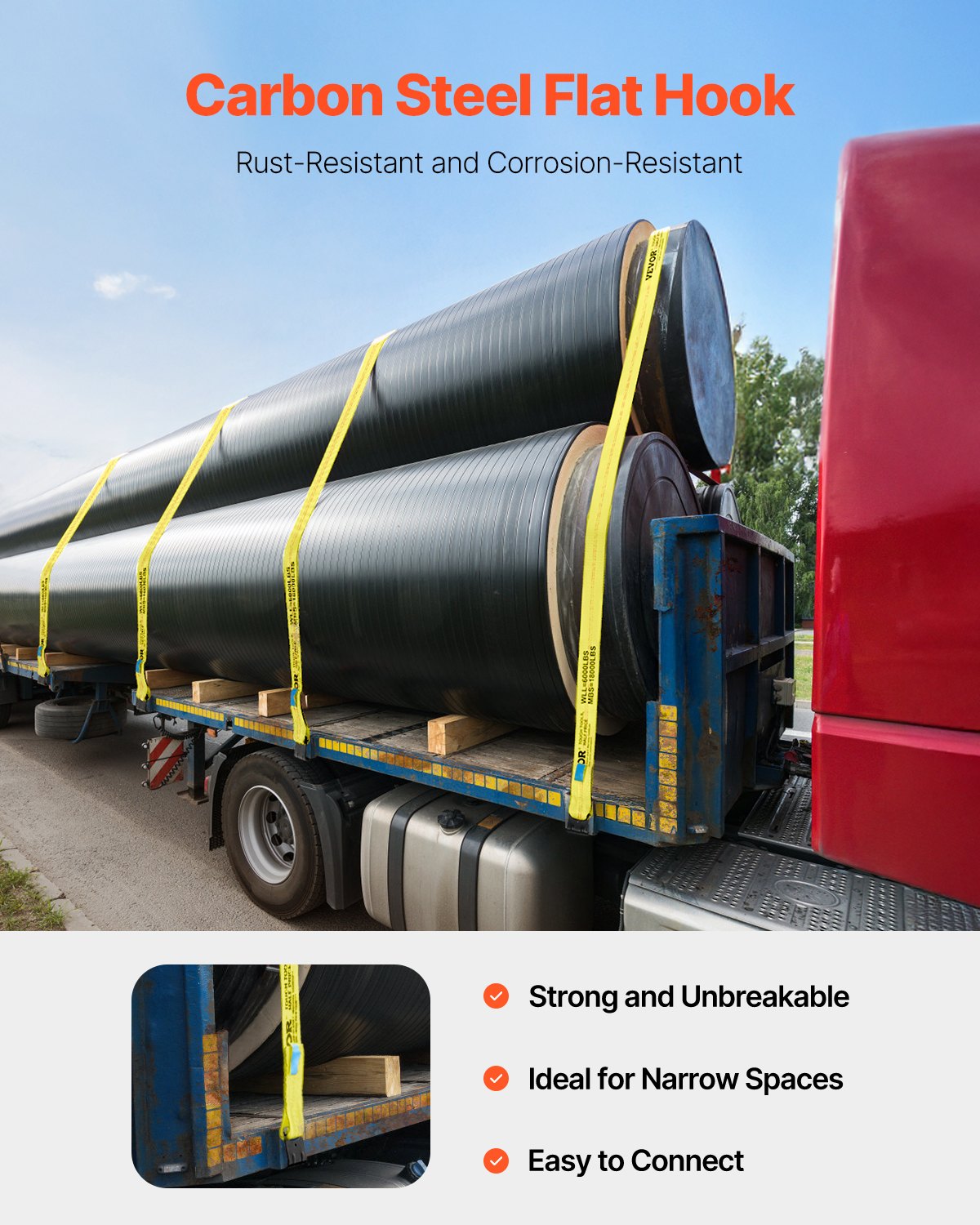 Winch Straps, 4" x 30', 6000 lbs Load Capacity, 18000 lbs Break Strength, Truck Straps with Flat Hook, Flatbed Tie Downs Cargo Control for Trailers, Farms, Rescues, Tree Saver, Yellow (4 Pack)