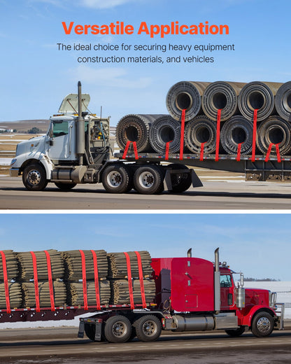 Winch Straps, 4" x 30', 6000 lbs Load Capacity, 18000 lbs Breaking Strength, Truck Straps with Flat Hook, Flatbed Tie Downs Cargo Control for Trailers, Farms, Rescues, Tree Saver, Red (10 Pack)