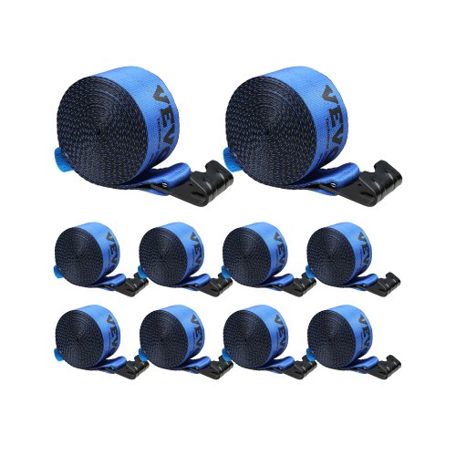 Winch Straps, 4" x 30', 6000 lbs Load Capacity, 18000 lbs Breaking Strength, Truck Straps with Flat Hook, Flatbed Tie Downs Cargo Control for Trailers, Farms, Rescues, Tree Saver, Blue (10 Pack)