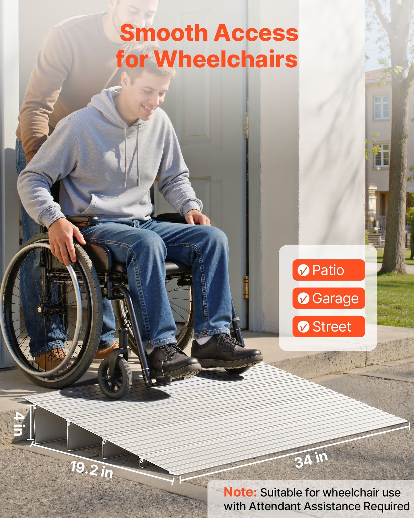 Door Threshold Ramp, 115 mm Rise, Aluminum Alloy Threshold Ramp Rated 363 kg Load Capacity, Handicap Ramps for Home Steps for Wheelchair, Scooters, Power Chairs, Walkers, Bicycle, Tricycle