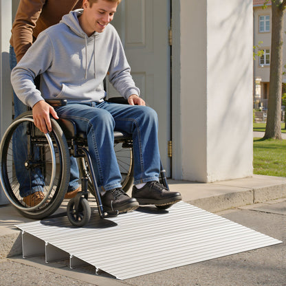 Door Threshold Ramp, 115 mm Rise, Aluminum Alloy Threshold Ramp Rated 363 kg Load Capacity, Handicap Ramps for Home Steps for Wheelchair, Scooters, Power Chairs, Walkers, Bicycle, Tricycle