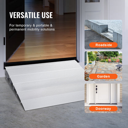 Door Threshold Ramp, 5" Rise, 800 lbs Load Capacity, Door Ramp for Wheelchairs, Aluminum Threshold Ramp for Doorways, Adjustable Modular Threshold Ramp for Wheelchairs, Scooters, Power Chairs