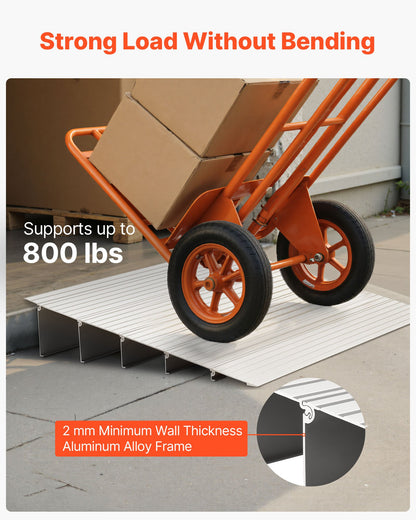 Door Threshold Ramp, 138 mm Rise, Aluminum Alloy Threshold Ramp Rated 363 kg Load Capacity, Handicap Ramps for Home Steps for Wheelchair, Scooters, Power Chairs, Walkers, Bicycle, Tricycle