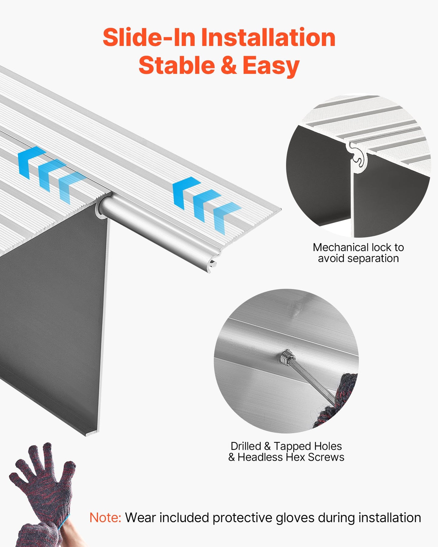 Door Threshold Ramp, 138 mm Rise, Aluminum Alloy Threshold Ramp Rated 363 kg Load Capacity, Handicap Ramps for Home Steps for Wheelchair, Scooters, Power Chairs, Walkers, Bicycle, Tricycle