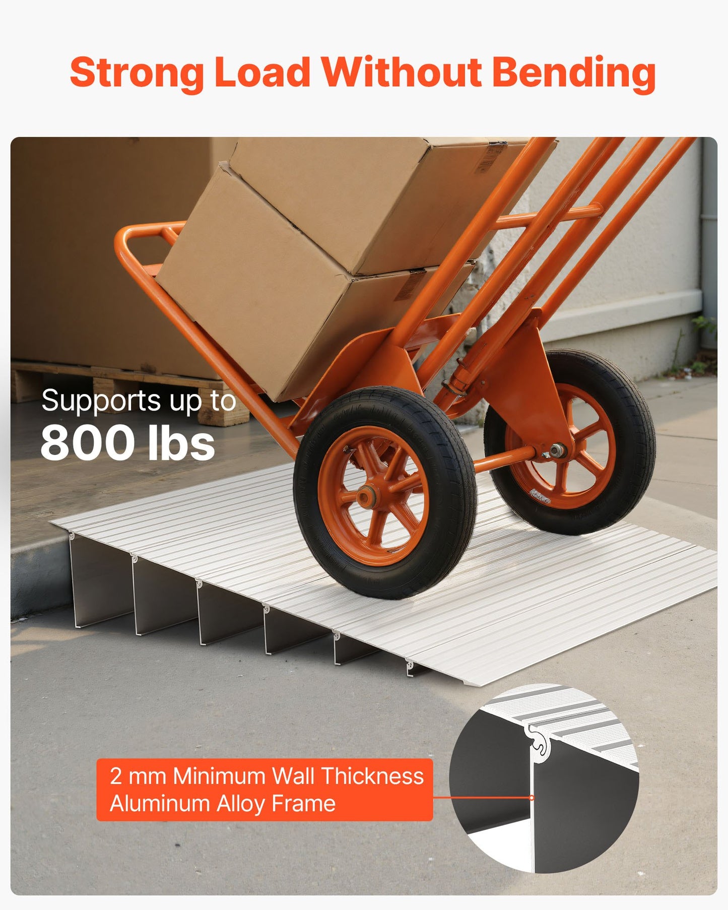 Door Threshold Ramp 138 mm Rise Threshold Ramp for Wheelchair Rated 363 kg