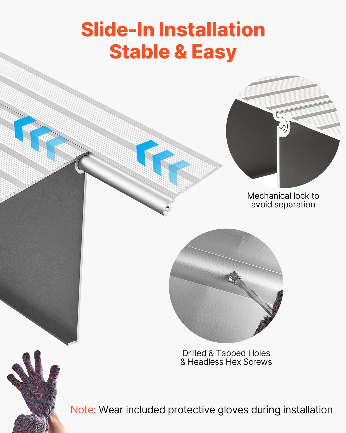 Door Threshold Ramp 138 mm Rise Threshold Ramp for Wheelchair Rated 363 kg
