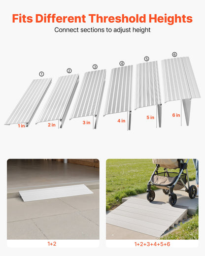 Door Threshold Ramp 138 mm Rise Threshold Ramp for Wheelchair Rated 363 kg