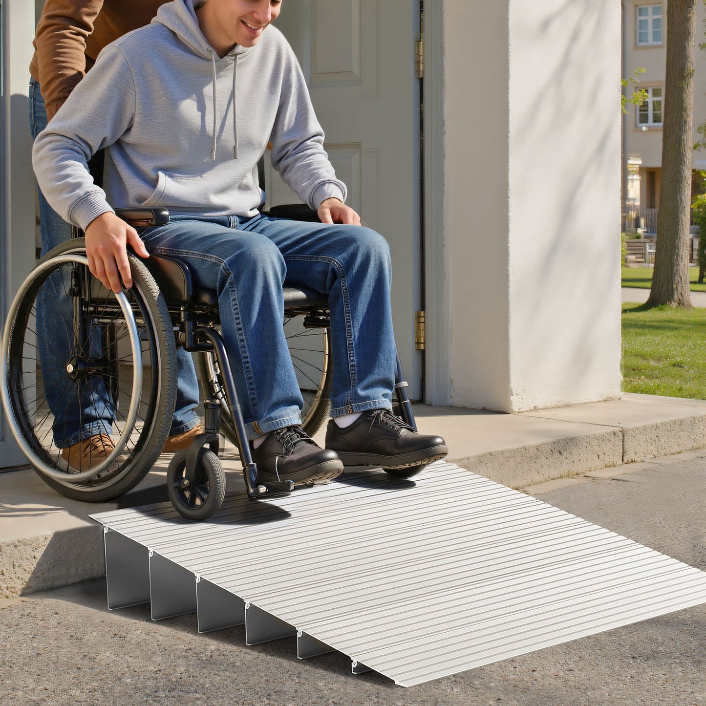 Door Threshold Ramp 138 mm Rise Threshold Ramp for Wheelchair Rated 363 kg
