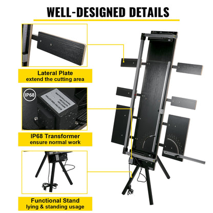 Styrofoam Cutting Machine 42cm Max. Cut Thickness Foam Cutter 127cm Max. Length Hot Wire Foam Cutter 0-90° Styrofoam Cutter Six Heating Wires with Stand Lateral Plate for Cutting Foam Pearl Cott