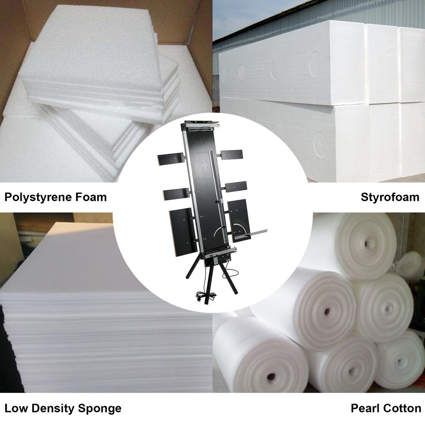 Styrofoam Cutting Machine 42cm Max. Cut Thickness Foam Cutter 127cm Max. Length Hot Wire Foam Cutter 0-90° Styrofoam Cutter Six Heating Wires with Stand Lateral Plate for Cutting Foam Pearl Cott