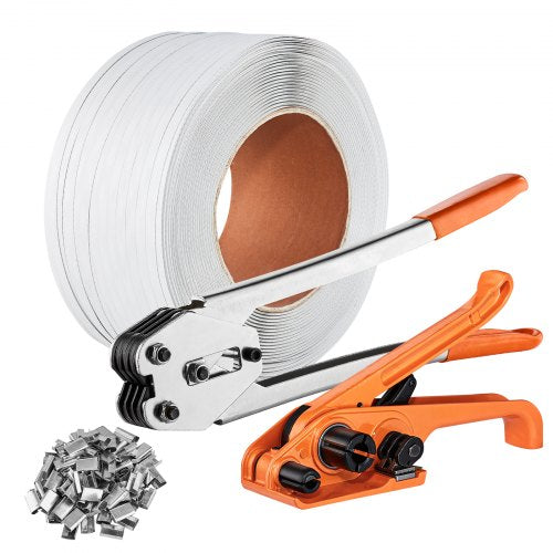 Banding Strapping Kit with Strapping Tensioner Tool, Banding Sealer Tool, 1000 m Length PP Band, 1000 Metal Seals, Pallet Packaging Strapping Banding Kit Banding Packaging Strapping for Packing