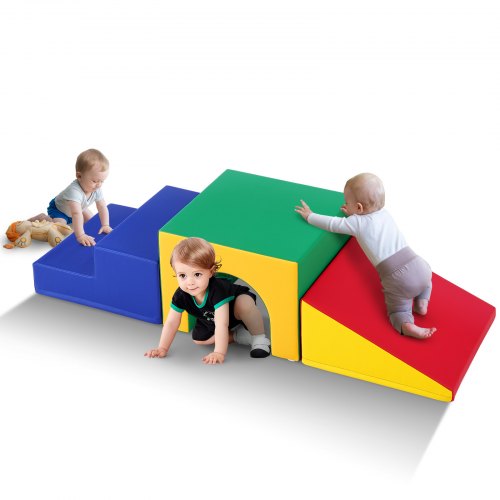 Single Tunnel Climber, Toddler Playset, Foam Climbing Blocks for Toddlers, Kids Tunnel Maze with Stairs and Ramp, Indoor for Toddlers and Preschoolers Easy to Clean, 3 pcs (Assorted)