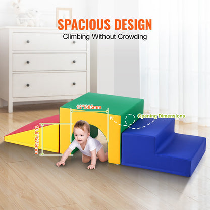 Single Tunnel Climber, Toddler Playset, Foam Climbing Blocks for Toddlers, Kids Tunnel Maze with Stairs and Ramp, Indoor for Toddlers and Preschoolers Easy to Clean, 3 pcs (Assorted)