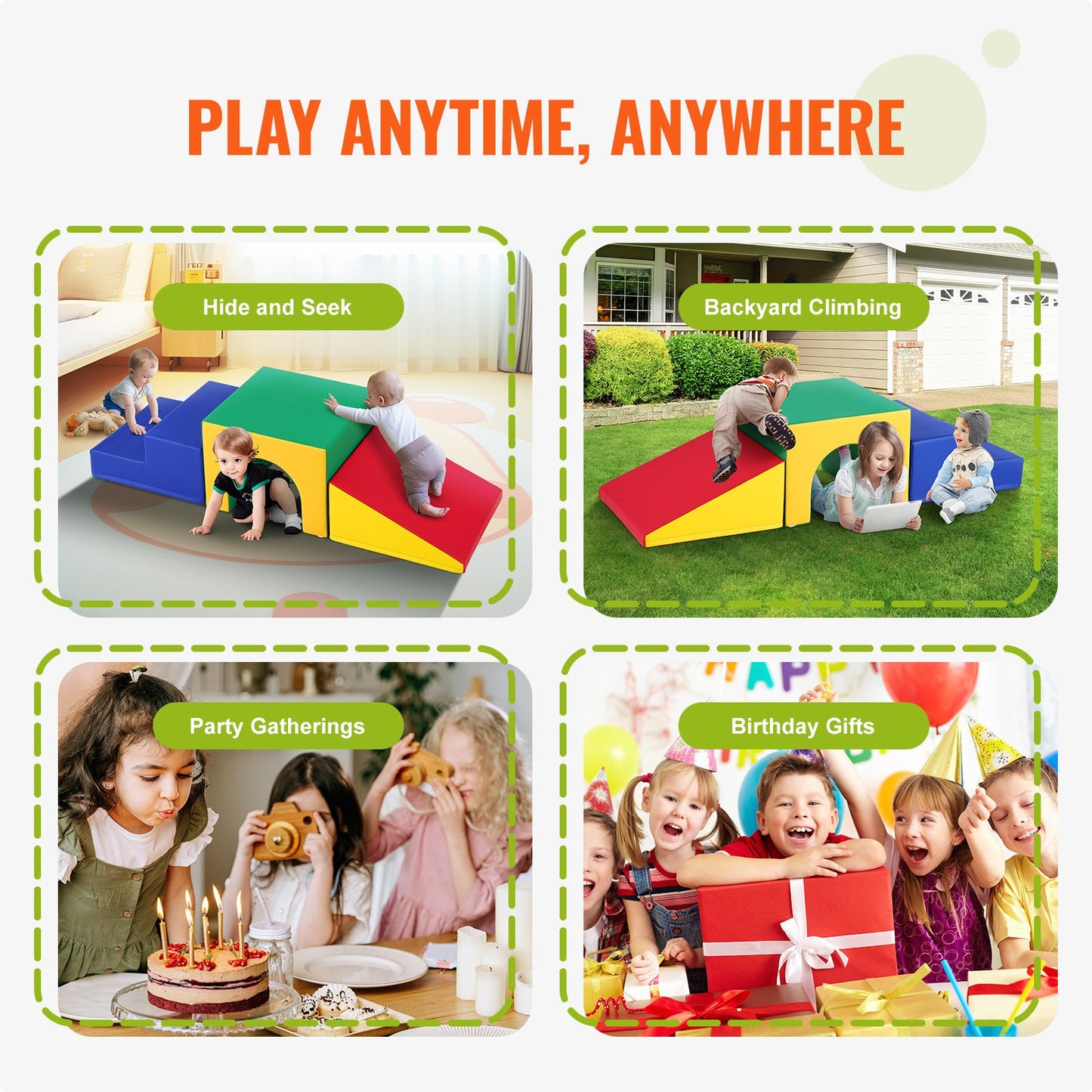 Single Tunnel Climber, Toddler Playset, Foam Climbing Blocks for Toddlers, Kids Tunnel Maze with Stairs and Ramp, Indoor for Toddlers and Preschoolers Easy to Clean, 3 pcs (Assorted)