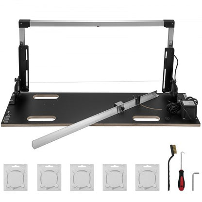Desktop Styrofoam Cutting Machine 42 cm Max. Cut Thickness Foam Cutter 112 cm Max. Cut Length Hot Wire Foam Cutter 0-90° Styrofoam Cutter with Six Heating Wires for Cutting Foams Pearl Cotton