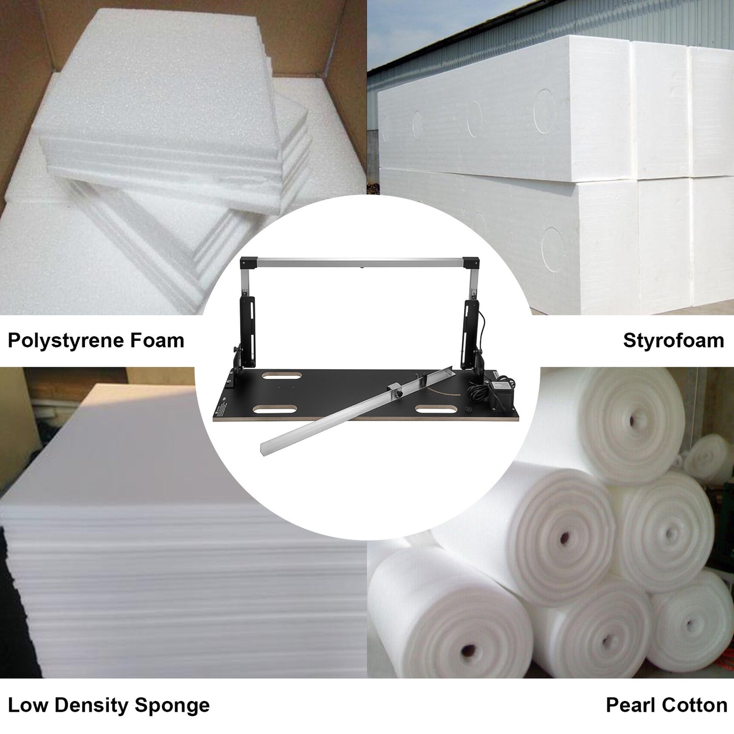 Desktop Styrofoam Cutting Machine 42 cm Max. Cut Thickness Foam Cutter 112 cm Max. Cut Length Hot Wire Foam Cutter 0-90° Styrofoam Cutter with Six Heating Wires for Cutting Foams Pearl Cotton