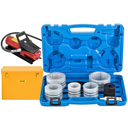 Hydraulic Exhaust Pipe Expander, 4.1 to 10.8 cm Size, 10 T Pedal Pump Included with 4 Dies, 2 Storage Cases for Copper Aluminum Tubes in Car Repairing