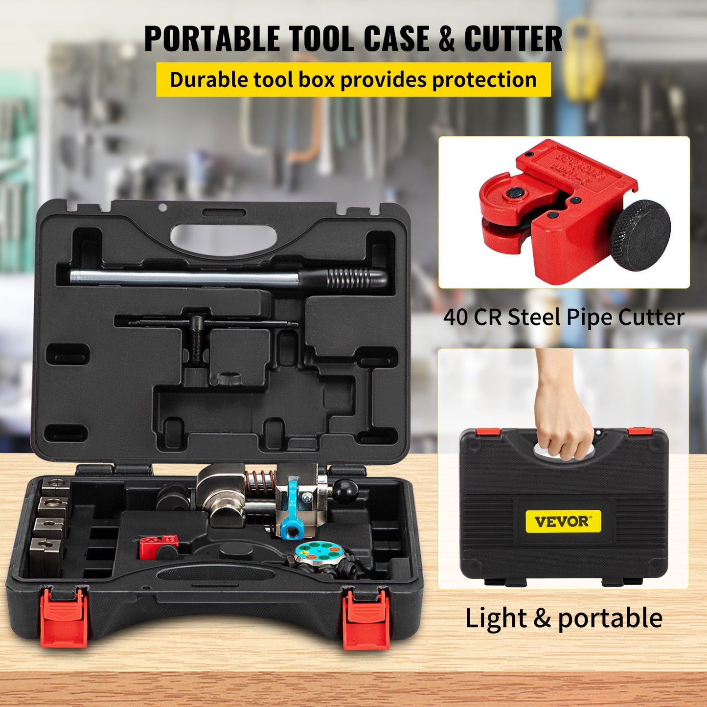 Brake Line Flaring Tool, 45 Degree Single, Double, and Bubble Flares for 3/16\", 1/4\", 5/16\" and 3/8\" Tube Size, Suitable for Soft Metal of Copper Lines