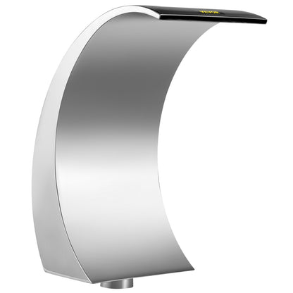 Poolvattenfallsfontän i rostfritt stål 15,4" x 7,9" x 1,5" Silverfärgade poolfontäner för markpooler, trädgård, utomhusvattenfall, ren nedstigning, dammvattenfunktion