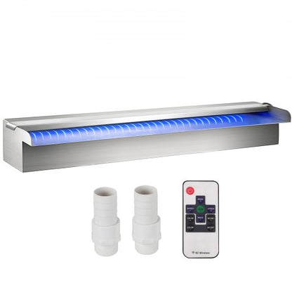 Waterfall Pool Fountain Rectangular & Led Strip Light 60 x 11.5 x 8 cm/23.6" X 4.5" X 3.1"