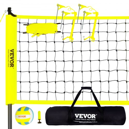 Bärbart volleybollnätssystem för utomhusbruk, justerbara stålstänger, professionellt volleybollset med PVC-volleyboll, pump, bärväska, kraftigt volleybollnät för trädgård, strand, gräsmatta