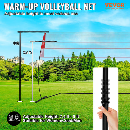 Freestanding Volleyball Training Net for Indoor or Outdoor Use, Adjustable Height Portable Net System with Carrying Bag, Professional Volleyball Practice Trainer for Hitting or Serving Drills