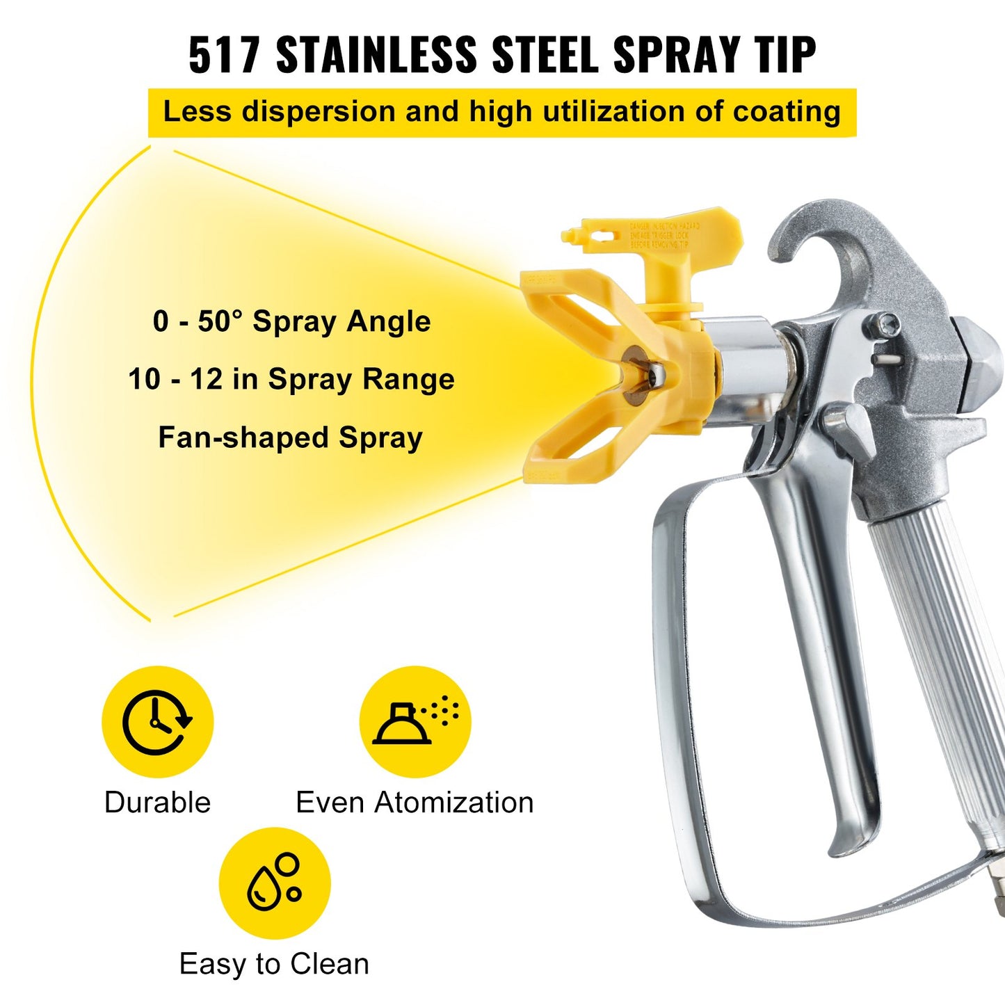 Airless Paint Spray Hose Kit 15.24m 6.4mm Swivel Joint 3600psi with 517 Tip