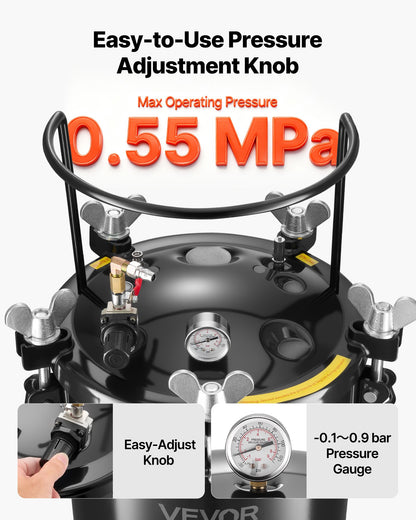 Tryckbehållare för färg, 40 l kraftig tryckbehållare i stål, sprayfärgsbehållare med tre snabbkopplingar för hemmabruk, gör-det-själv, konstskapelser, tankar med stor diameter