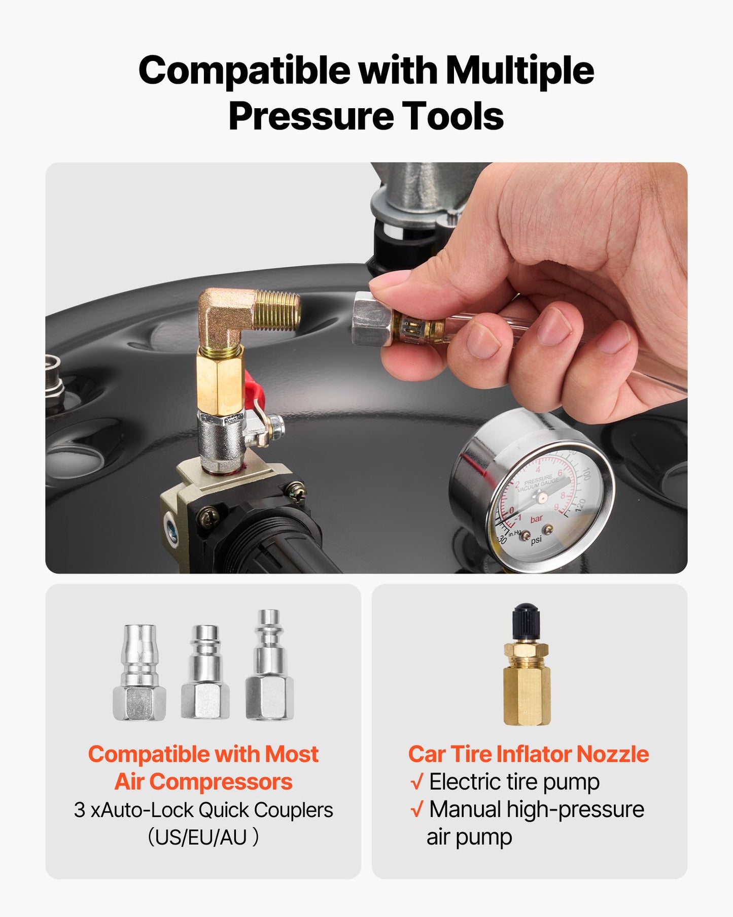 Tryckbehållare för färg, 40 l kraftig tryckbehållare i stål, sprayfärgsbehållare med tre snabbkopplingar för hemmabruk, gör-det-själv, konstskapelser, tankar med stor diameter