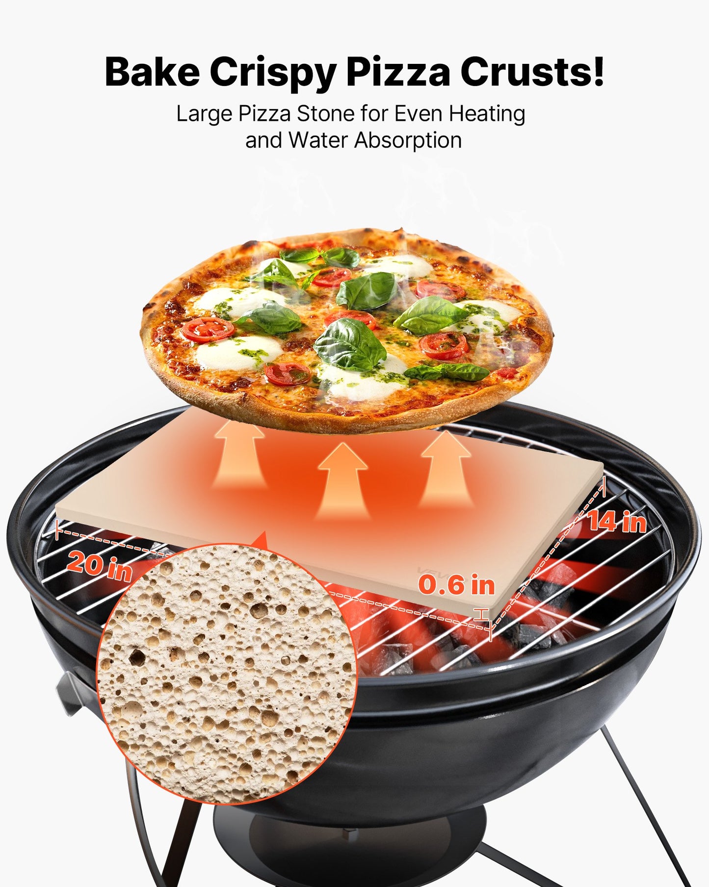 Pizza Stone, 508 x 355 mm Rectangular Cordierite Pizza Stone, Extra Large Baking-Stone with Aluminum Peel, 15 mm Thick Heat-Resistant Cordierite, for Oven, Baking Bread & Pizzas, BBQ Grilling
