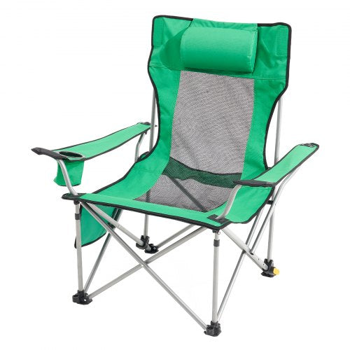 Reclining Camping Chair, 330 lbs Portable Camping Chair, 4 Position Load Folding Camping Chair with Footrest, Cup Holder, Side Pocket and Headrest, for Camping, Fishing and Outdoor Activities