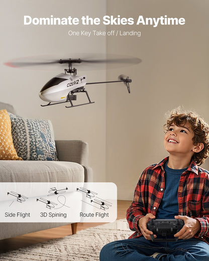 RC-helikopter, 2,4 GHz fjärrstyrd helikopter med en propeller och gyro, 4-kanaligt RC-flygplan för nybörjare, 39 minuters flygtid, start/landning med en knapp, leksaker för barn från 8 år